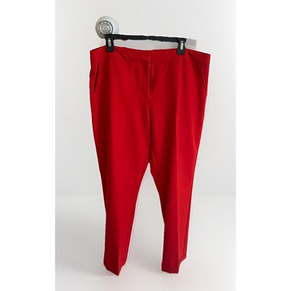 Worthington Womens 14 Red Straight Leg 4 Pocket Cuffed Dress Christmas Pants - Picture 1 of 11